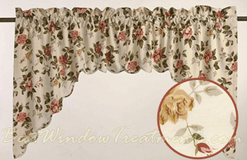Vivid Rose Scalloped Swag Curtains