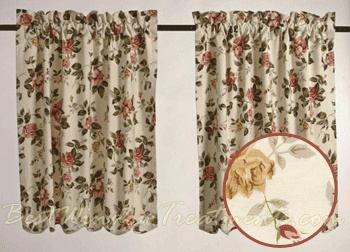 Vivid Rose Scalloped Tier Curtains