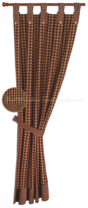 Burgundy Twin Tab Top Curtain Panel