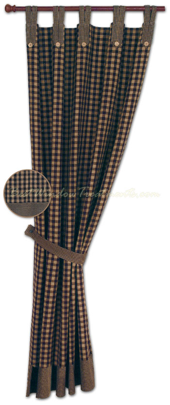 Navy Twin Tab Top Curtain Panel