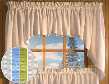 Savannah Seersucker Swag Curtains in 5 fun colors